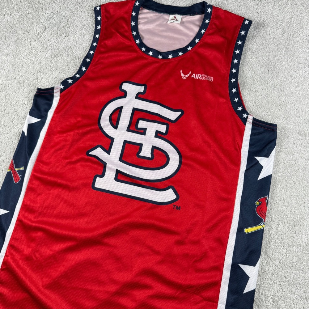 St. Louis Cardinals Tank Top Mens XL Red Stars Stripes Air National Guard MLB